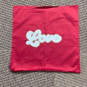 Love Script Throw Pillow Cover 18x18 Red
